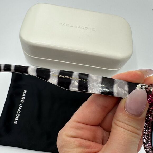 Marc Jacobs Marc 231 Cat Eye Black Glitter Classic Fram Sunglasses Color Lenses - Picture 10 of 13